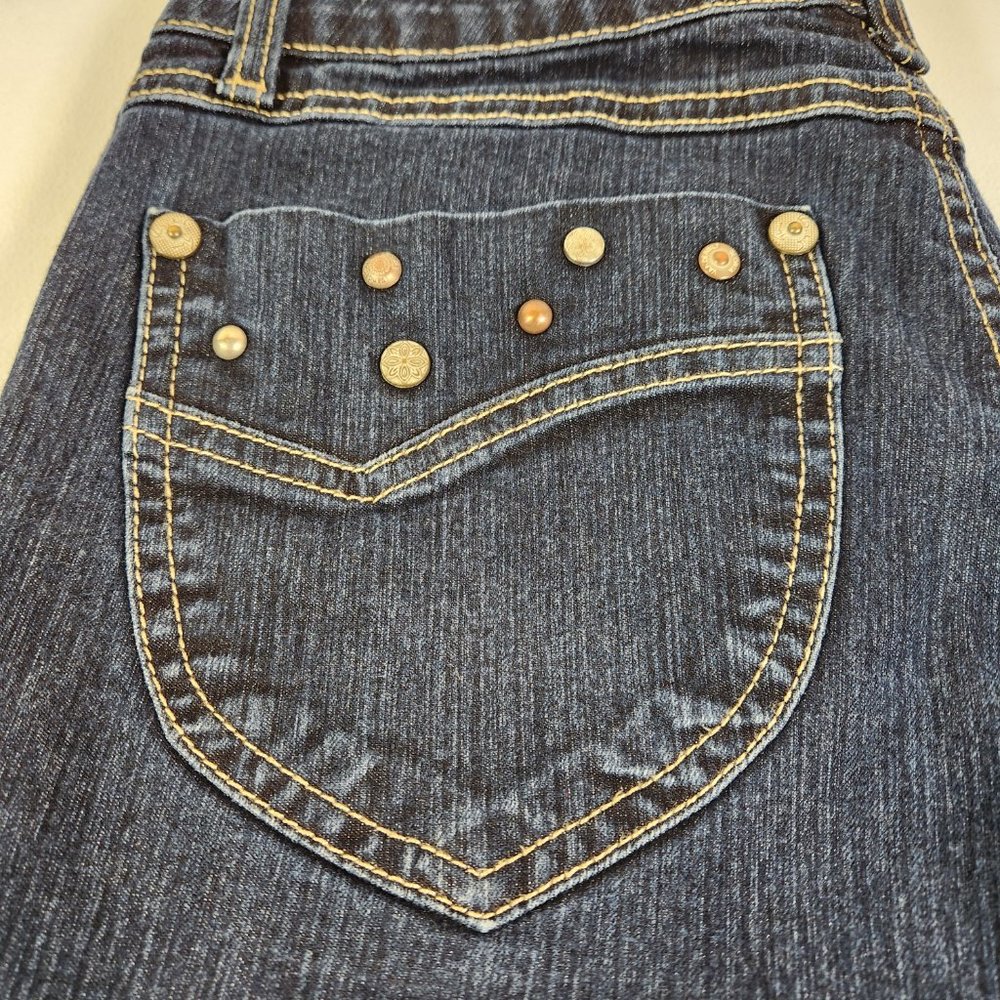 Gloria Vanderbilt Stretch Jeans Size 6 Blue Cropped Leg Embelished Pockets - Picture 3 of 13
